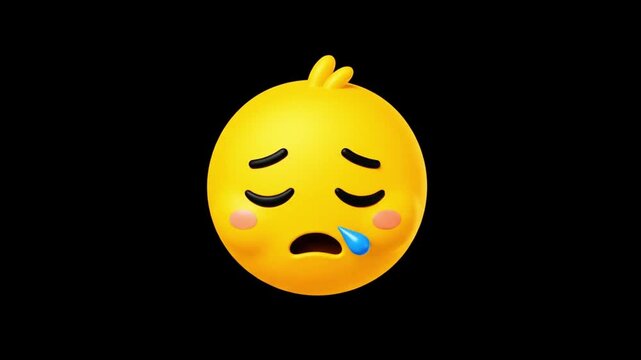 3D rendering of a yellow emoji face sleeping and snoring with a peaceful expression