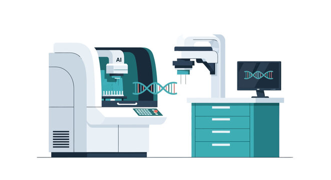 AI Laboratory for Biotechnology and Genetic Engineering with Automated DNA Sequencing and Robotic Medical Research Equipment