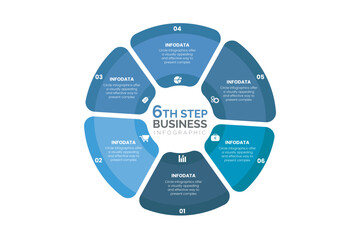 Obraz premium 6 Step Circular Business Infographic