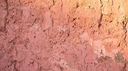 Fototapeta premium Rustic pink adobe clay wall background under warm direct sunlight