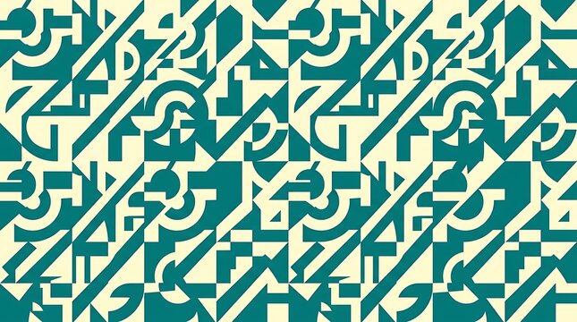 Teal and cream geometric abstract pattern with sharp diagonal lines