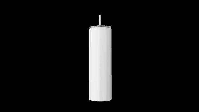 Realistic 20oz tumbler rotating on a transparent background. Suitable video for showcasing custom artwork, logos, wraps, and branding with smooth 360 animation.