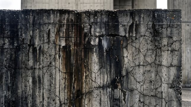 Brutalist cement texture with heavy water stains and hair cracks