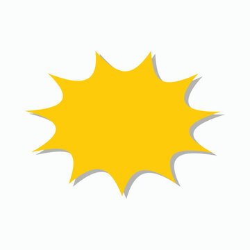 Explosion starburst yellow blank label with subtle shadow for sale, discount, special offer or important message.