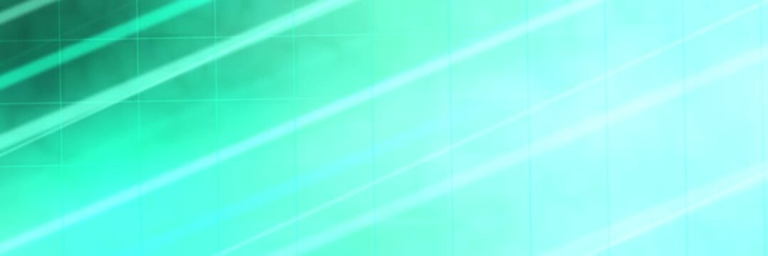 Mint cyan animated website banner background with diagonal light streaks and grid in seamless loop.