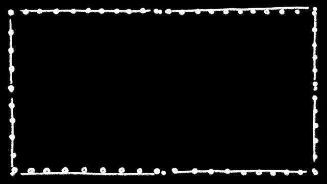 Animated Hand Drawn Dotted Sketch Border Frame Overlay with Rough Pencil Outline, Seamless Loop Decorative Rectangle for Titles, Educational Videos, Presentations, Scrapbook Design and Motion Graphics