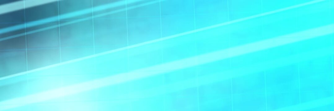 Cyan turquoise animated website banner background with sweeping diagonal light streaks in seamless loop.
