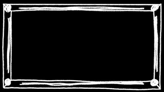 Animated Hand Drawn Decorative Corner Sketch Border Frame with Pencil Doodle Rectangle Outline, Seamless Loop Overlay for Wedding Invitations, Titles, Presentations and Motion Graphics
