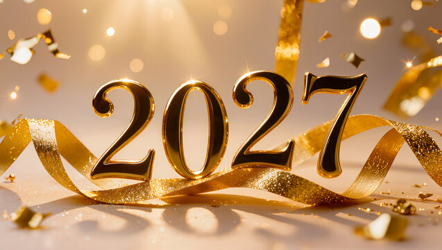 3D Metallic Gold 2027 Text Effect