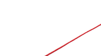 Single straight red thin string rope diagonal line isolated on transparent background cut out © Ivan