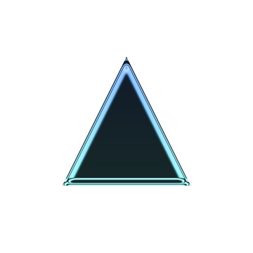 Abstract dark triangle icon with glowing blue border isolated on transparent background
