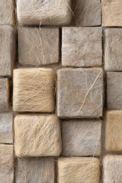 Natural fiber textured cube pattern background for eco packaging design and sustainable interior surface mockup