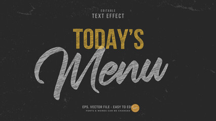 Fototapeta premium Sketch Today's Menu Editable Text Effect. Chalk Sketch Restaurant Text Style