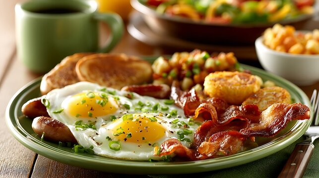 Freshly baked bread slices with poached eggs and tomatoes on a plate