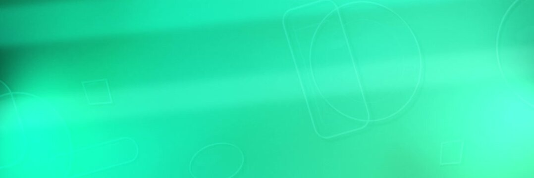 Emerald green and turquoise animated website banner background with subtle outlined shapes in seamless loop.
