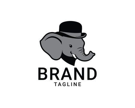 Minimalist elephant logo design featuring a clean, bold silhouette on a white background. This versatile vector illustration is perfect for wildlife conservation brands, safari tourism, corporate 