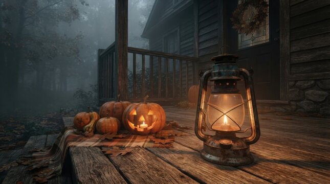 lantern in the fireplace