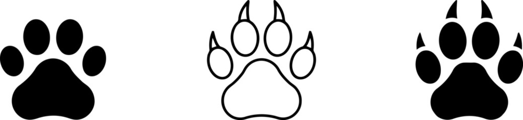Animal paw prints collection black and white vector graphics © RIMON