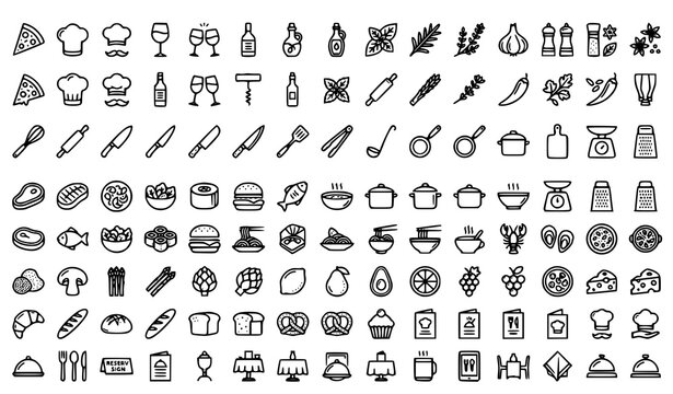 Gourmet Restaurant Outline Icon Collection EPS10