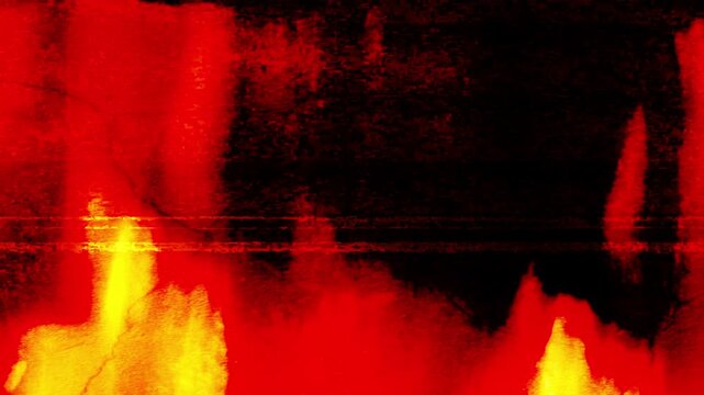 Abstract red grunge film damage texture with cinematic analog distortion and flickering light leaks. 4K Video