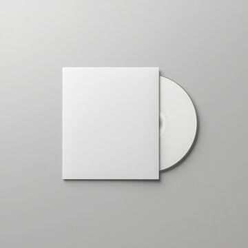 Blank white cd or dvd disc with paper sleeve mockup for branding design presentation