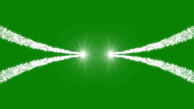 White glitter particle convergence on green background with sparkling light animation