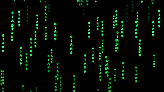 4k Green Digital Code Rain Falling Vertically Seamless Loop