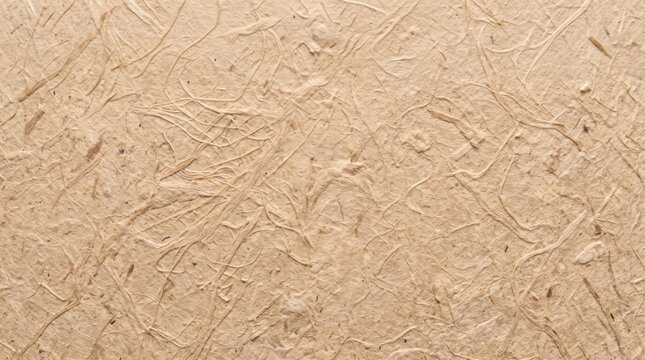 Natural beige mulberry paper texture background with visible organic fibers