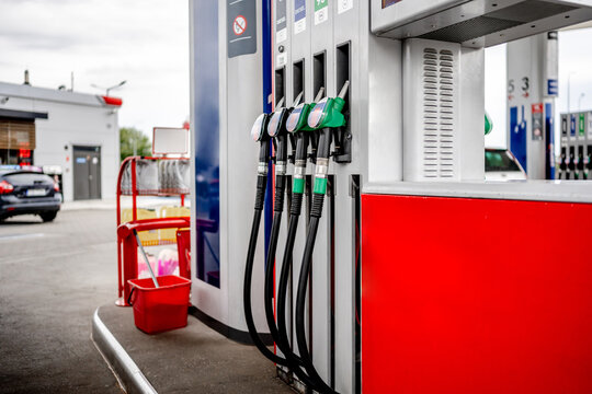 Gas station fuel dispensers by day