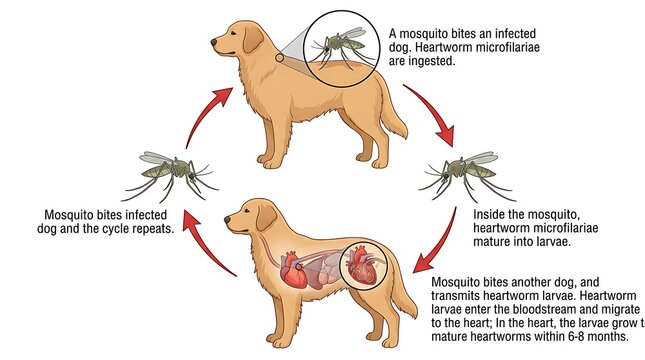 Dog heartworm life cycle transmission diagram veterinary science with heartworm