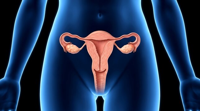 Anatomical view of the female reproductive system highlighting the uterus