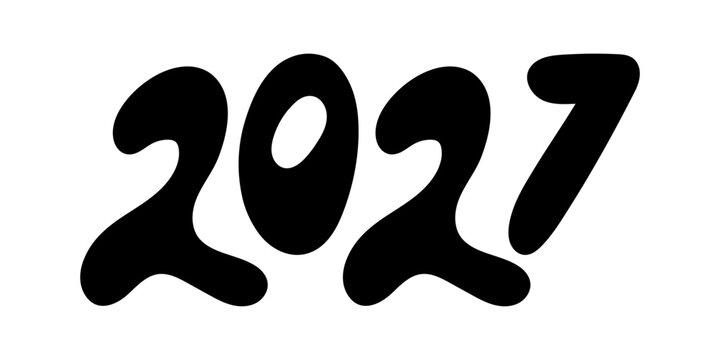 Bold bubble style numbers 2027 for New Year celebrations, calendars, planners, greeting cards, social media, invitations, branding and seasonal graphic design projects