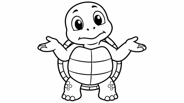 Cute Turtle Character with Open Arms for Kids Education