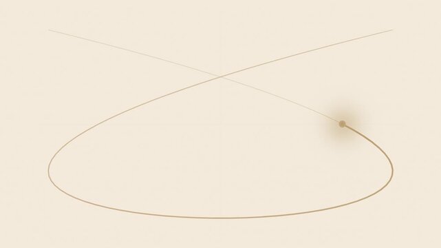 Beige lissajous curve with glowing trail, oscilloscope seamless loop background