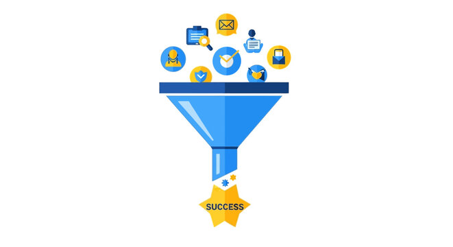 Sales Funnel and Lead Generation Concept Vector Illustration for Digital Marketing Strategy and Business Success Optimization