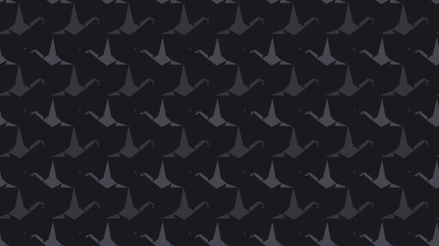 Black japanese origami crane pattern scrolling, traditional seamless loop background