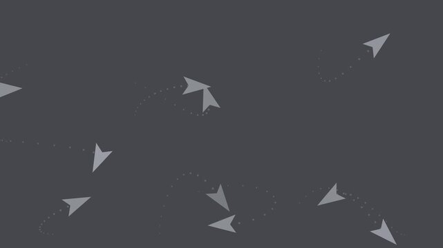 Gray paper planes gliding with dotted trails, playful seamless loop background