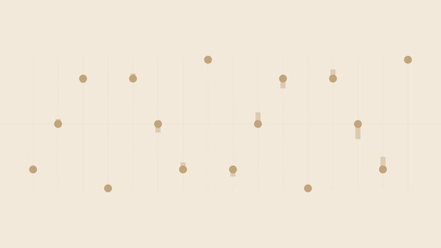 Beige pendulum wave dots swinging in sync, physics seamless loop background