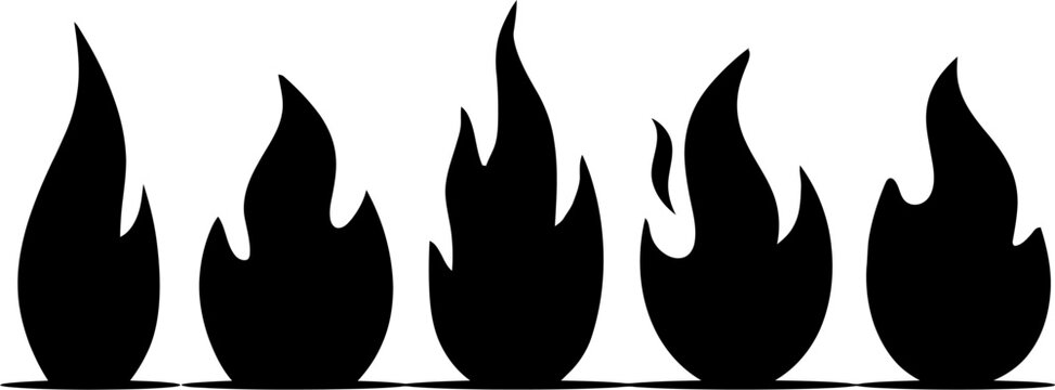 Black silhouette flames graphic design element for intense visuals