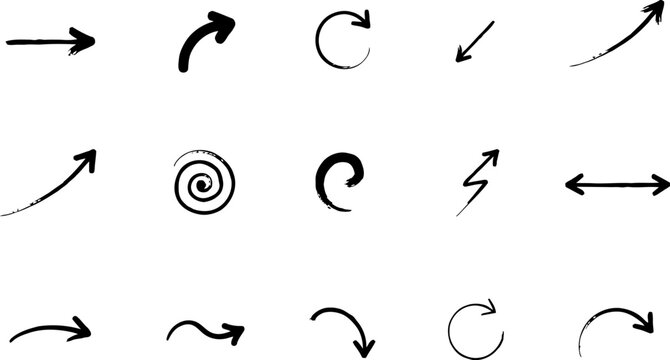 Hand drawn arrow and directional element set for design projects