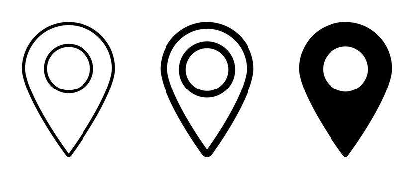 Location Pin Icons, Map Marker Symbols, Navigation Pointers, Set of 3