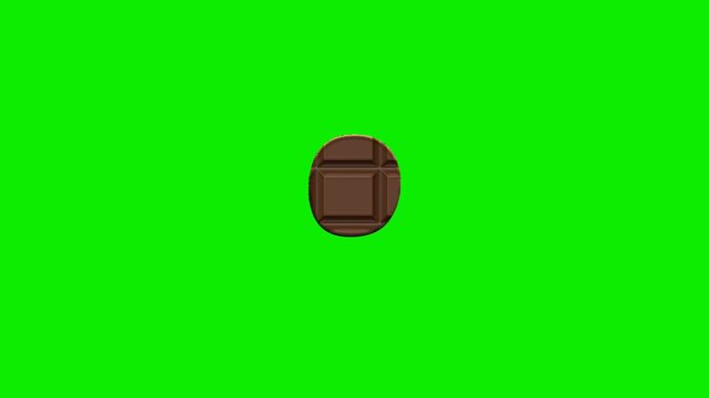 Chocolate dot period punctuation mark animation isolated on green screen background