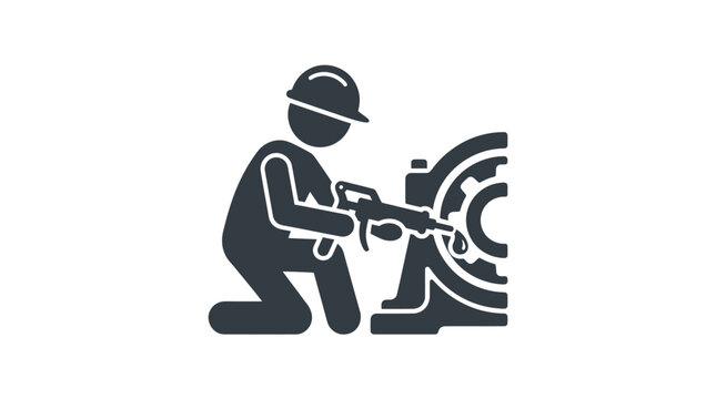 Worker using power drill machine.