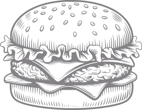 Estilo vintage de una deliciosa hamburguesa con queso y lechuga