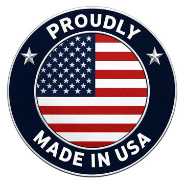 Vibrant proudly made in usa badge with flag design and stars isolated illustration