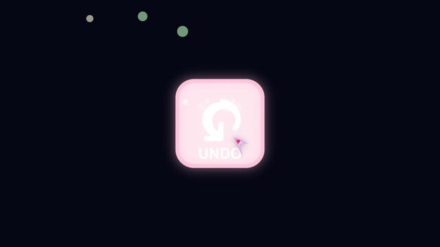 An animated cursor clicks an undo button icon against a dark background.