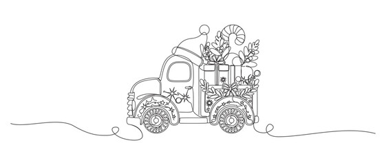 Obraz premium Tree Christmas line art style illustrasin vector with transparent background .esp