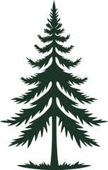 Obraz premium Minimal Forest Pine Silhouette Emblem, Bold Black Outline, Balanced Evergreen Geometry, Premium Svg Logo 1