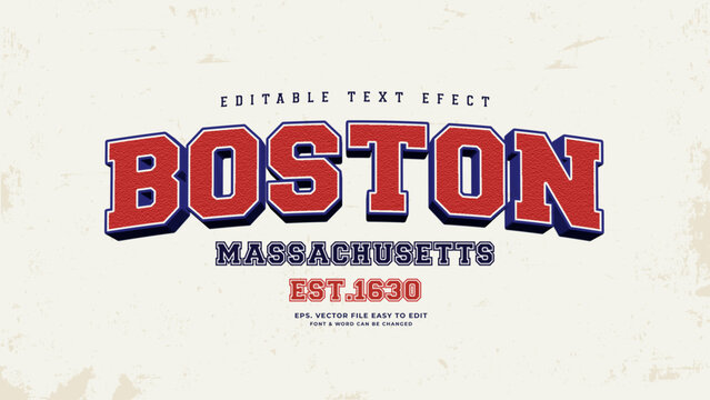 Vintage College Sports Editable Text Effect Typography Template with Retro Varsity Style
