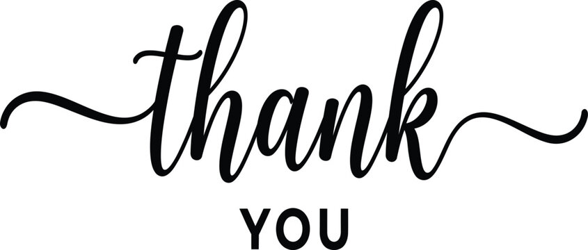 Thank You Elegant Mixed Typography with Calligraphy Script Accent Black Lettering Design on Transparent Background for Gratitude and Greeting Card